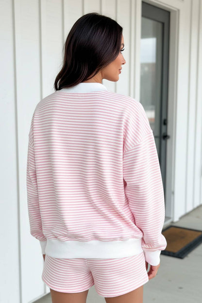 LAS Stripe Oversize Sweatshirt and Shorts Set (S-XL)