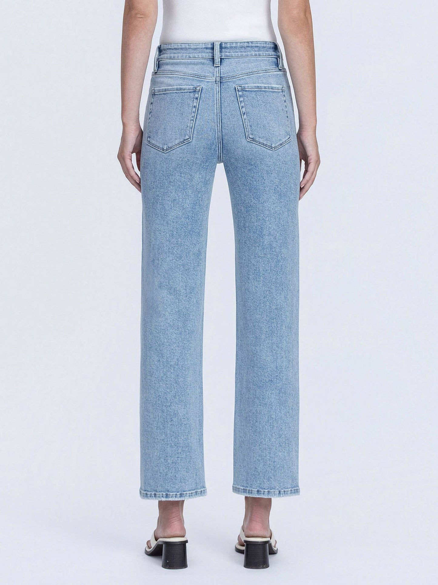 HIGH RISE LIGHT WASH ANKLE STRAIGHT JEANS T7169