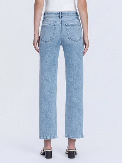 HIGH RISE LIGHT WASH ANKLE STRAIGHT JEANS T7169