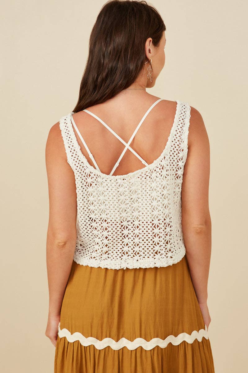 Womens Crochet Knit Cropped Tank