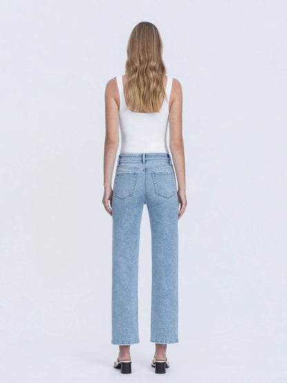 HIGH RISE LIGHT WASH ANKLE STRAIGHT JEANS T7169